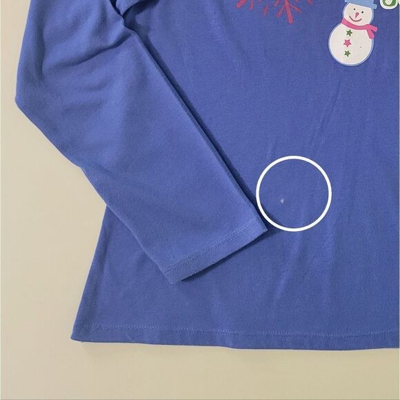 Bobbie Brooks Sleepwear Women's Blue Flannel Snowman Pajama Set - Picture 16 of 16